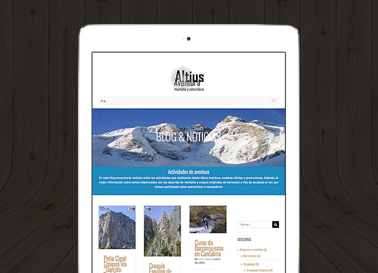 Altius Aventura iPad-Galeria Diseño web Altius Aventura Cantabria