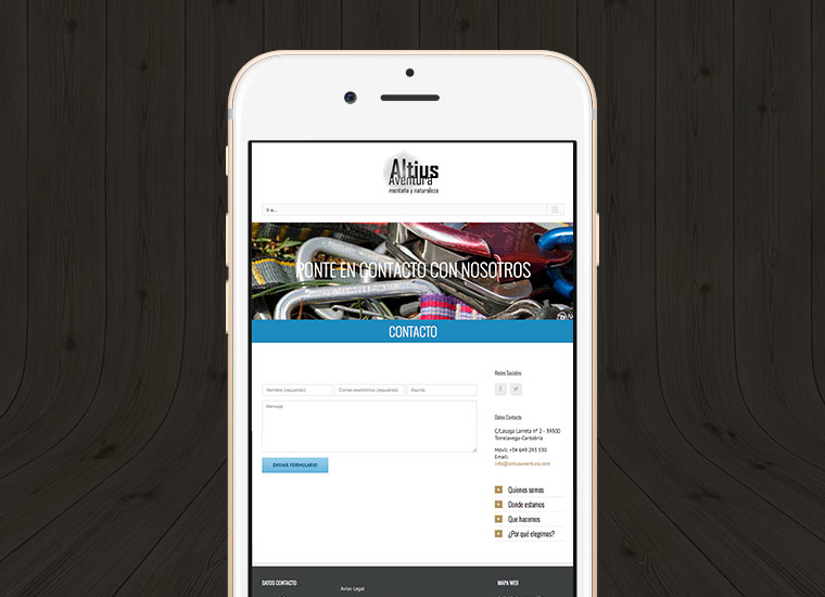 Altius Aventura iPhone-Galeria Diseño web Altius Aventura Cantabria