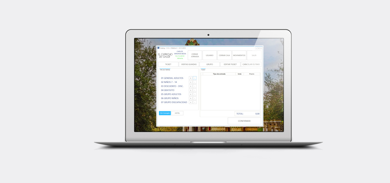 Software de venta de entradas del Capricho de Gaudí