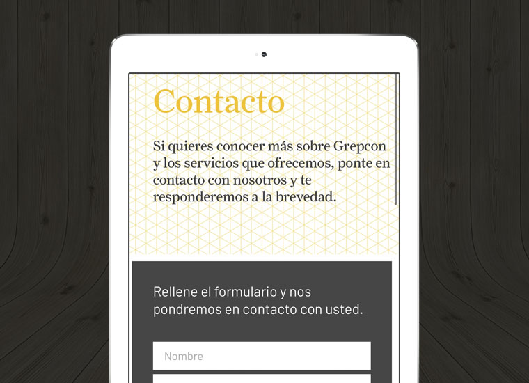 Diseño web para Grepcon HSE & Services tablet Diseño web para Grepcon HSE & Services tablet